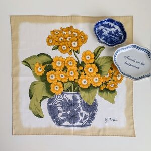 Jim Thompson Vintage Thai Silk Handkerchief Scarf Art Flower Pot 16x16" Thailand